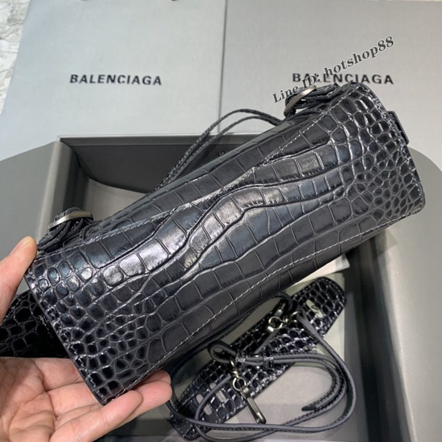 Balenciaga專櫃爆款鱷魚紋碳黑色手袋手提包 638512 巴黎世家小號Neo Classic機車包 fyj1448